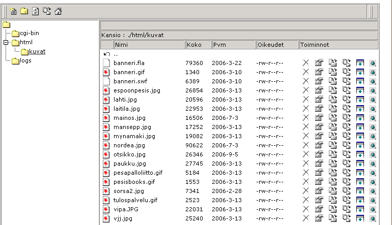 40 5.5 Kuvien käyttö sivuilla Kuvat tallennetaan html kansion alla olevaan kuvat kansioon.