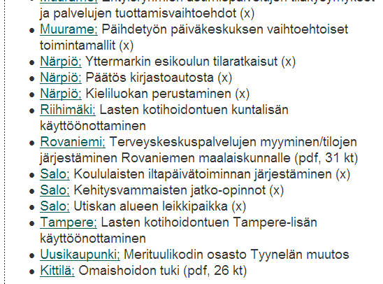 Esimerkkejä netissä: THL.fi/fi/iva http://info.stakes.