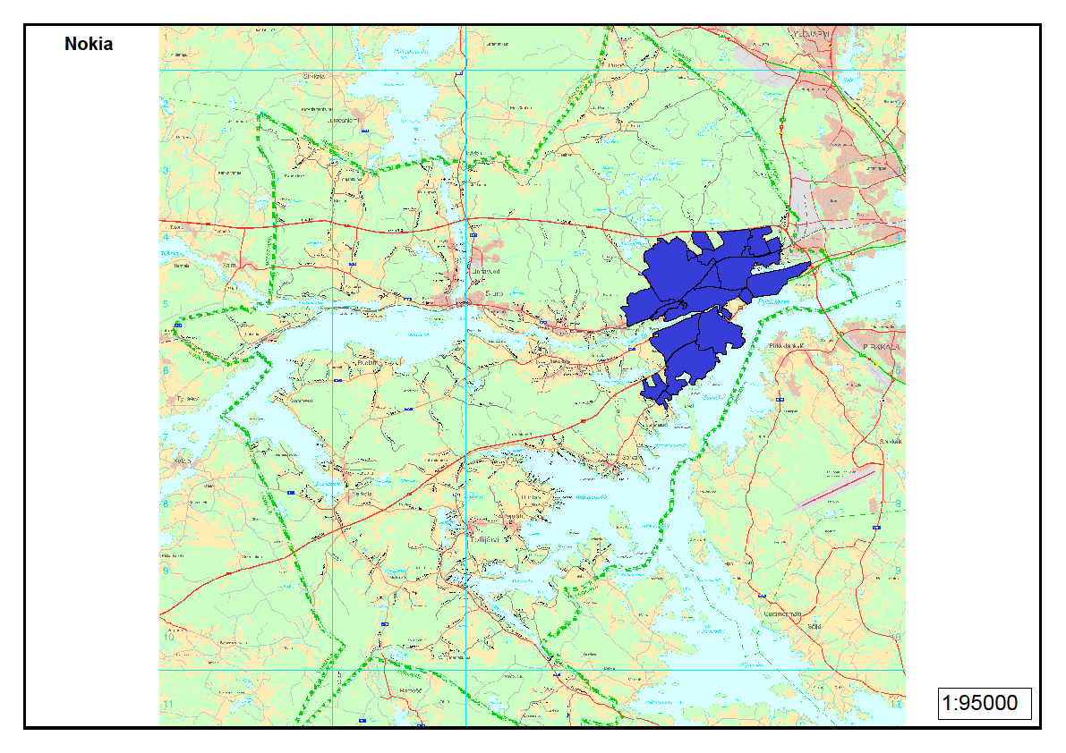 Kangasala, rajattu alue pois rahoitusalueesta.