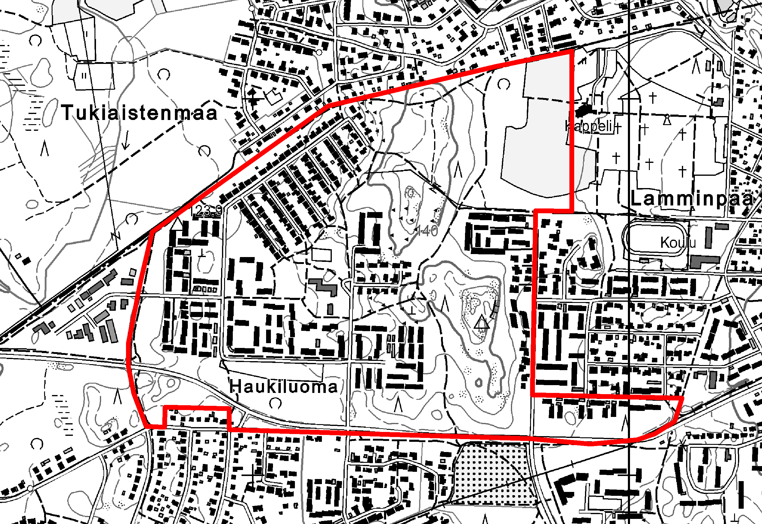 5. Suunnittelualue Haukiluoman yleissuunnitelma-alue sijaitsee kantakaupungin luoteisosassa noin 10 km etäisyydellä kaupungin keskustasta. Suunnittelualueen pinta-ala on noin 38 hehtaaria.
