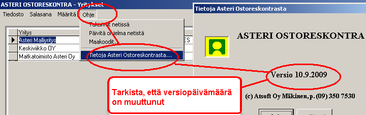 PÄIVITYKSEN ASENTAMINEN Jos et tee päivitystä netistä, käytä cd:tä. Laita cd asemaan. Sulje ostoreskontraohjelma. Jos alkutaulu ei käynnisty, valitse Käynnistä Suorita.