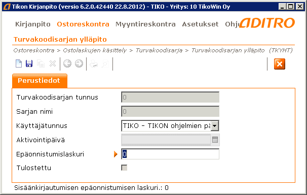Lokakuu 2012 6 (14) Turvakoodisarjan ylläpito Ikoni Aktivoi turvakoodisarja Selitys Tällä painikkeella aktivoidaan turvakoodisarja. Vain aktivoitua turvakoodisarjaa voi käyttää. 1.3.