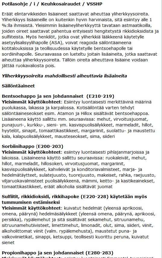 Ylätunniste / Valikko Tutkimukset Sairaudet ja hoito Elintarvikkeiden lisäaineet ja yliherkkyys (T) Hae ohjepankista : Hae Allergologia Anestesiologia ja kivun hoito Iho- ja sukupuolitaudit