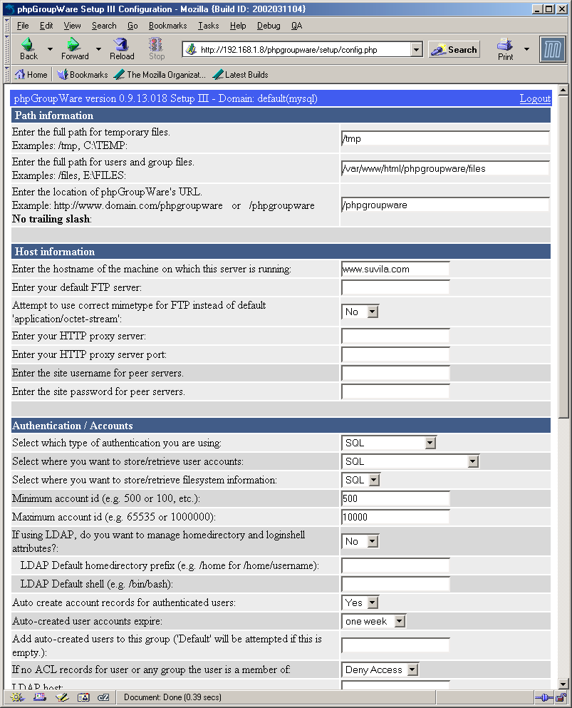 Jos halutaan käyttää authentikointia IMAP palvelinta vastaan valitaan which type of authentication you are using