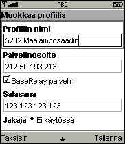 PROFIILIN MUOKKAUS 2.2 PROFIILIN MUOKKAUS Kun valitset profiililistaikkunassa komennon Muokkaa, Luo uusi tai Luo kopio, sovellus siirtyy muokkausikkunaan.