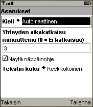 ASETUKSET 3 ASETUKSET Jos valitsit profiililista ikkunassa komennon 'Asetukset' sovellus siirtyy asetusikkunaan.