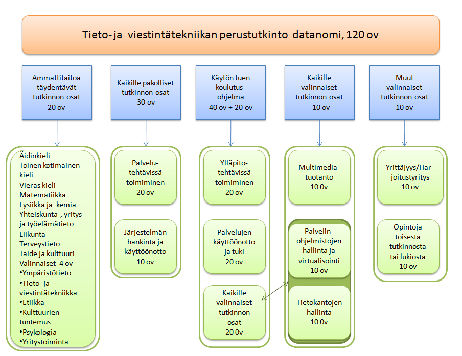 21 5.1. Tieto- ja viestintätekniikan perustutkinnon muodostuminen Ammattitaitoa täydentävät tutkinnon osat eli aikaisemmat yhteiset opinnot ovat jokaisessa koulutusohjelmassa samat.