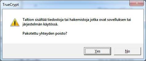 Huomioi, että sovellukset, jotka lukitsevat tiedoston käyttöön (kuten Word tai Excel) asettavat lukon myös säiliössä olevaan tiedostoon.