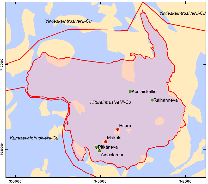 GEOLOGIAN TUTKIMUSKESKUS 6 0.61 % Ni ja 0.21 % Cu (Makkonen, pers. comm) ja Makolan vastaavat tiedot n. 1 Mt, 0.8 % Ni ja 0.45 % Cu (Makkonen et al. 2009).