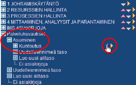 Klikkaa vasemmalle osoittavaa
