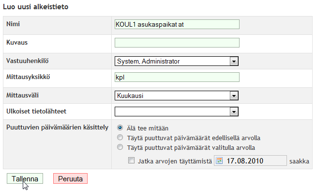 HARJOITUKSET 46 (79) 4 MITTARISTO 4.1 Luo mittari: käyttöaste 1.