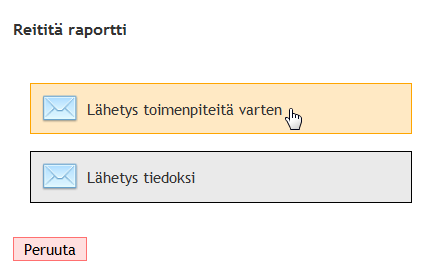 HARJOITUKSET 64 (79) Raportti reitittyy oletusvastuuhenkilölle, reititä