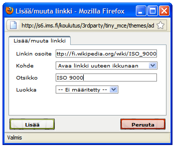 HARJOITUKSET 79 (79) Liitä kopioitu hyperlinkki kohtaan