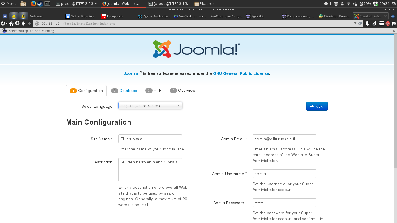 7. Joomlan asennus Joomlan uusimman version voi ladata pakattuna sen kotisivuilta.