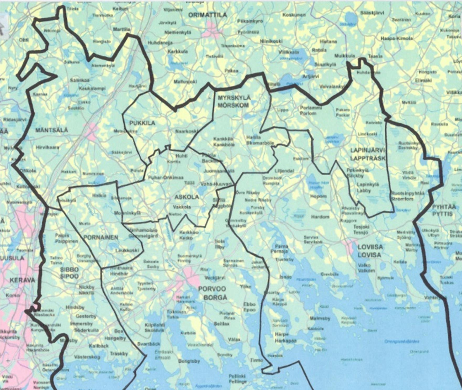 Pornainen - Borgnäs Porvoo - Borgå Pukkila Sipoo -