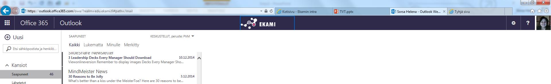 Sähköpostin edelleenlähetys 1. Klikkaa rattaan kuvaa oikeassa ylänurkassa 2.