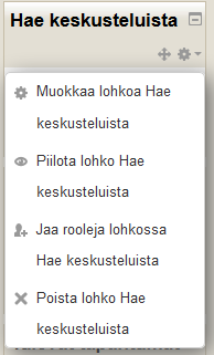 Muokkaustilassa Lohkoja voi lisätä alasvetovalikosta: