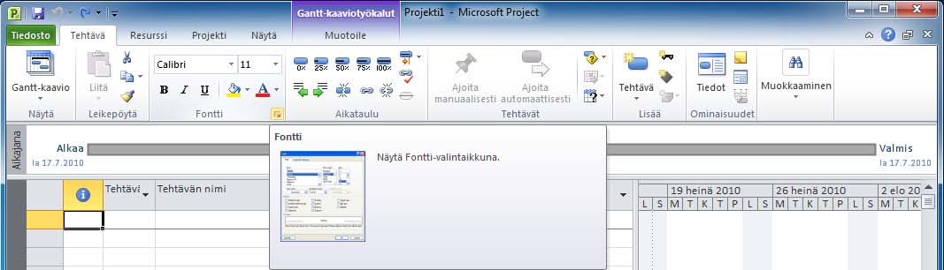 Valintaikkunat Microsoft Office -ohjelmista löytyvät perinteiset Windows-valintaikkunat (Dialog box). Valintaikkunoissa voit tehdä useita yksityiskohtaisempia toimintoja ohjaavia asetuksia.