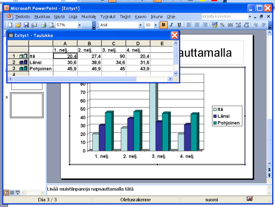 10 (25) Microsoft Excel perusteita 5.3.1 Taulukko 1.