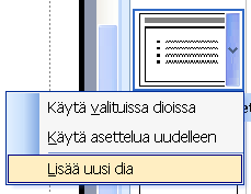 8 (25) Microsoft Excel perusteita 4 Uuden dian lisääminen Kun avaat MS PowerPoint ohjelman ja olet tekemässä uutta diaesitystä, on valmiina otsikkodia.