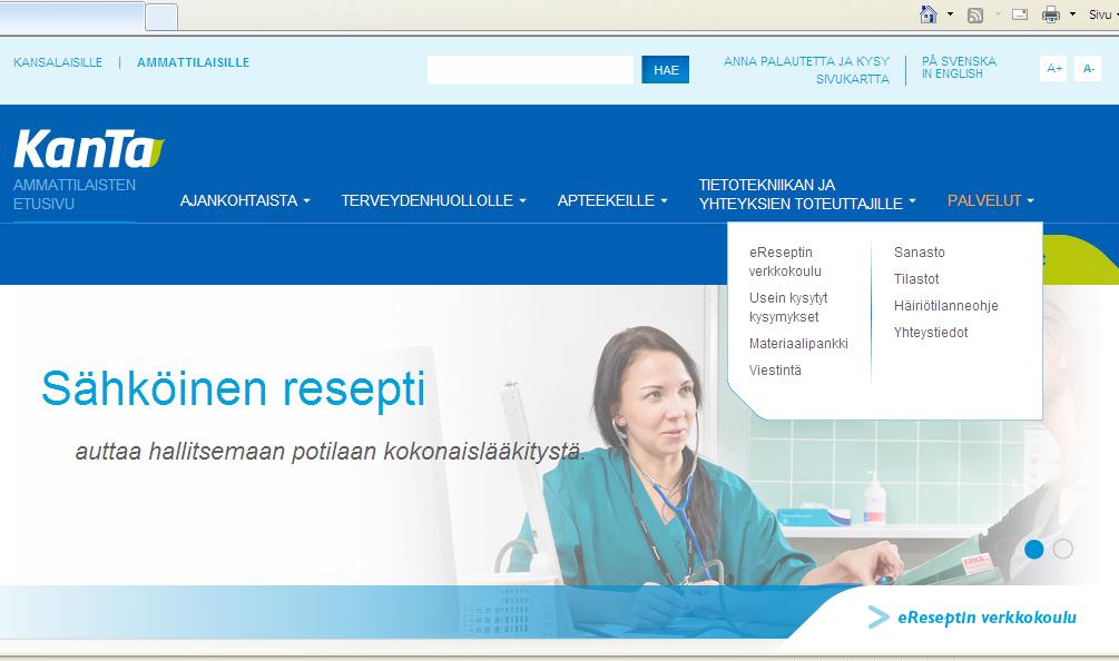 TAI HAE: Verkkokoulu Sähköisen lääkemääräyksen verkkokoulu-sivut