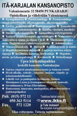 ITÄ - SUOMI Suomen leirikouluyhdistyksen jäseniä Rantasalmen Leirikouluverkosto 22 Osoite: Suunnittelu ja yhteydenpito: Ohitustie 7, 58900 RANTASALMI Puhelin: 050-4310525 Sähköpostiosoite: