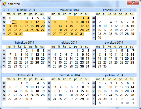 Yleinen kalenterihaku Yleinen kalenterihaku on käytettävissä kaikissa päivämääräkentissä, joissa ei ole muuta hakua
