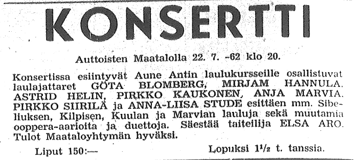 Padasjoen Sanomat kirjoitti samasta kurssista: Lesken elämää Vuoden 1964 kesällä Teuvo Hartman joutui autonkuljettajaksi, kun insinööri Holmqvist sairastui ja hänet piti viedä Helsinkiin.