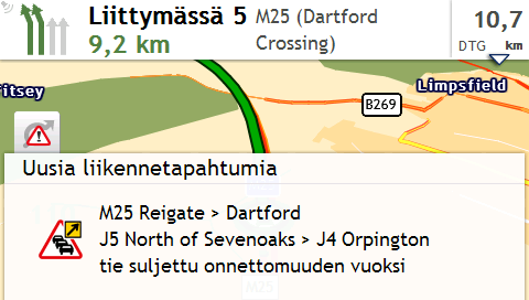 Kuinka vastaanotan nykyisiä liikennetietoja TMC:n kautta? Liikennetietoja ei ole saatavilla kaikille malleille ja ne ovat saatavilla vain tietyissä maissa.