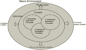 Figure 2: Entrepreneurship domain (Brush et al. 2003, 312) These commitments of course have an impact on how to investigate the dynamic processes of being and becoming an entrepreneur.