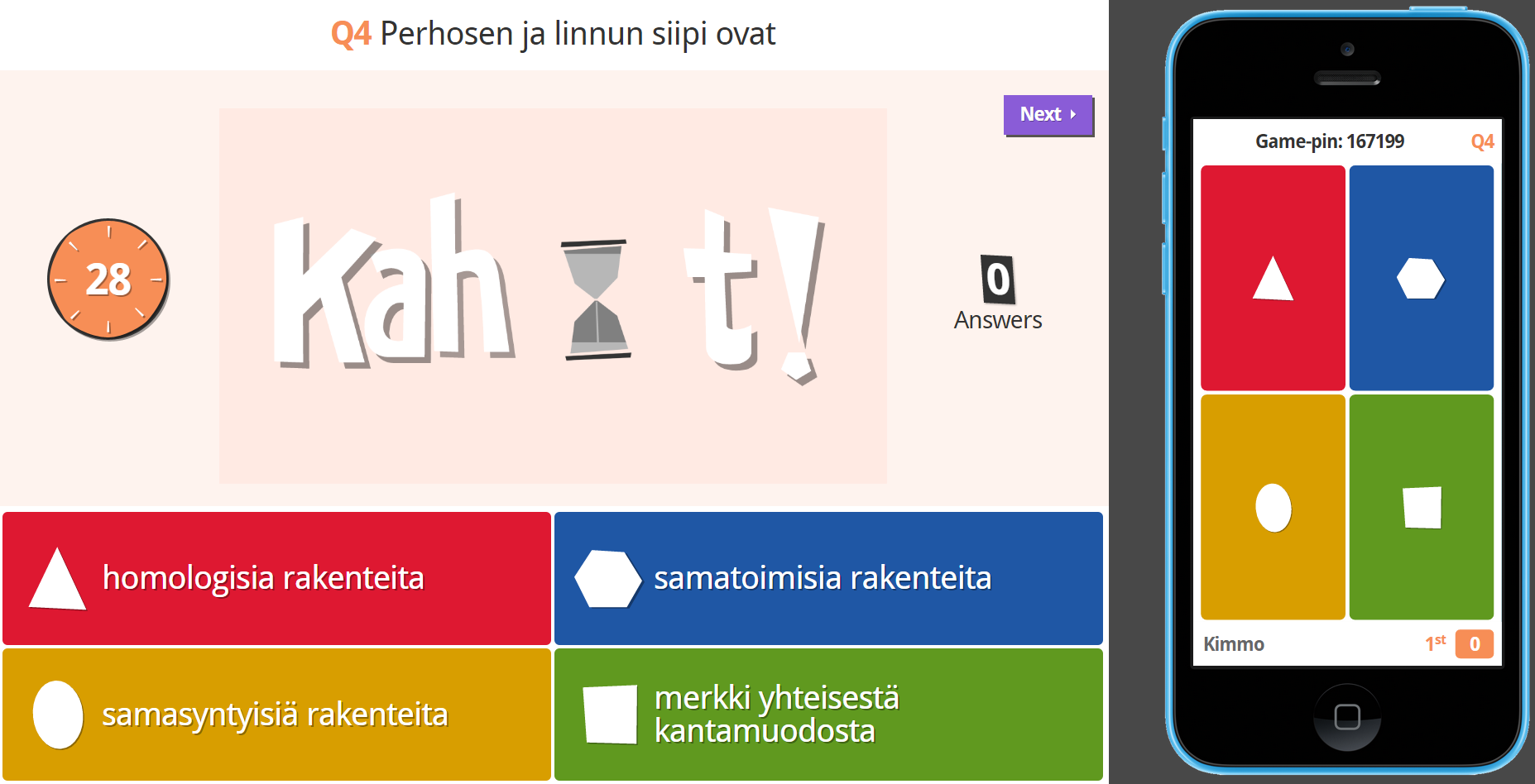 Tehtäväesimerkkejä 6 Netissä olevat tietokilpailusivut (esim. kahoot.