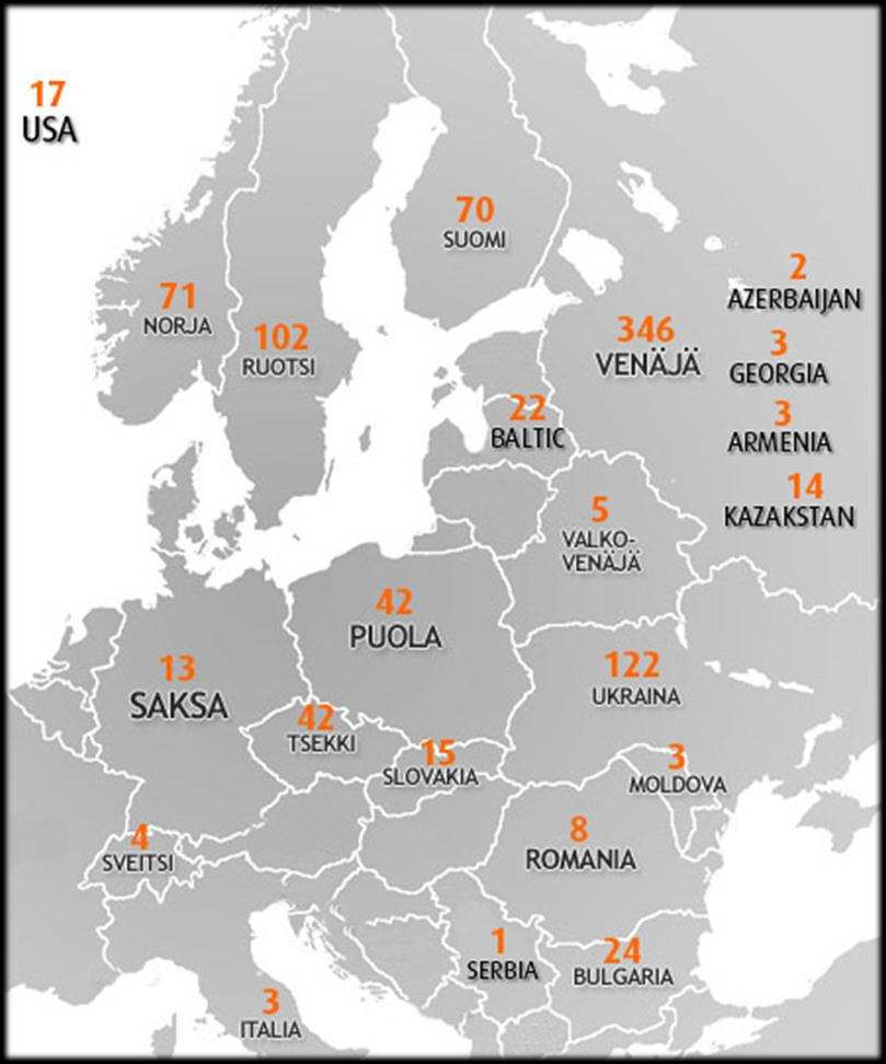 JAKELUTIEN LAAJENTAMINEN Vianor 1-3/2012: Jalansija ydinmarkkinoilla vahvistuu Vianor 932 myyntipistettä 24 maassa 22 uutta myyntipistettä Q1/2012 179 omaa ja 753 franchisingia/partneria Suurin