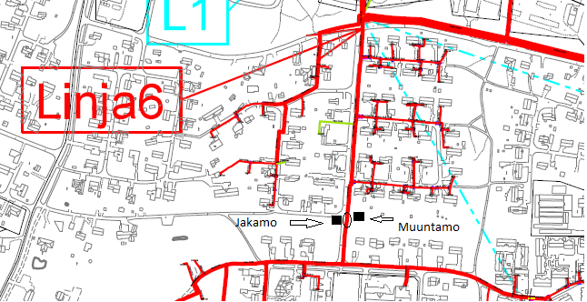 suurempaan siirtojohtoon (DN100). Laskennallisesti voidaan määrittää kyseiselle pisteelle vähimmäispaine-ero, joka tulee olla toiminnan varmistamiseksi koulukeskuksella. 9.