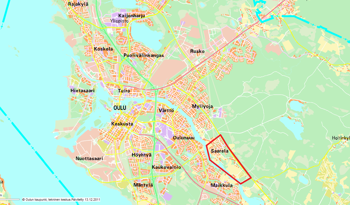 4 VANHA SAARELAN ALUE Saarelan kaupunginosa sijaitsee noin 5 kilometrin päässä Oulun keskustasta Oulujoen pohjoisrannalla.