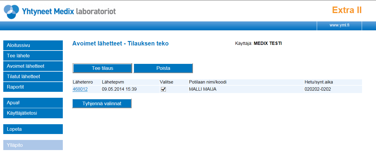 Sivu 9/13 AVOIMET LÄHETTEET - TILAUKSEN TEKO Komentopaneelissa olevasta Avoimet lähetteet -painikkeesta näet tekemäsi lähettämättömät lähetteet ja voit lähettää ne.