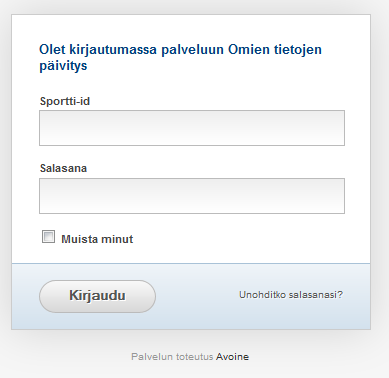 Jäsenpalvelu: https://rekisteri.sportti.fi/sso/userinfo.php Sporttirekisterin jäsenpalvelussa henkilö pääsee tarkastelemaan Sporttirekisterissä olevia tietojaan, mm.