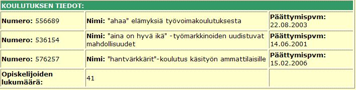 5 * Koulutuksen aloitus- tai päättymispäivämäärä. Voit käyttää päivämääräväliä tai antaa ehdon ennen tai jälkeen tiettyä päivämäärää.