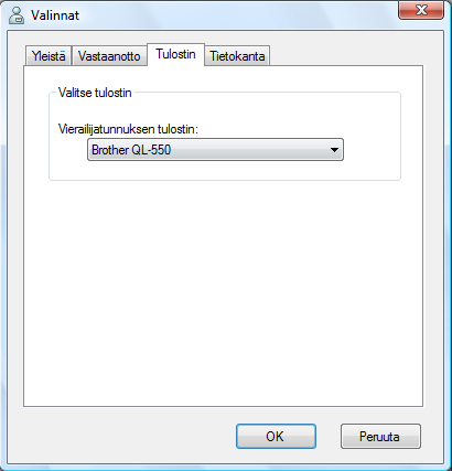 Järjestelmänvalvojatila 4 Tulostinasetukset ("Tulostin"-välilehti) Tässä voidaan määrittää, millä tulostimella vierailijatunnukset ja pysäköintiluvat tulostetaan. 1.