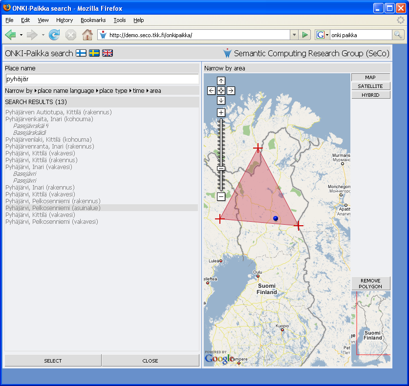 ONKI Geo for Geo-ontologies http://demo.seco.tkk.