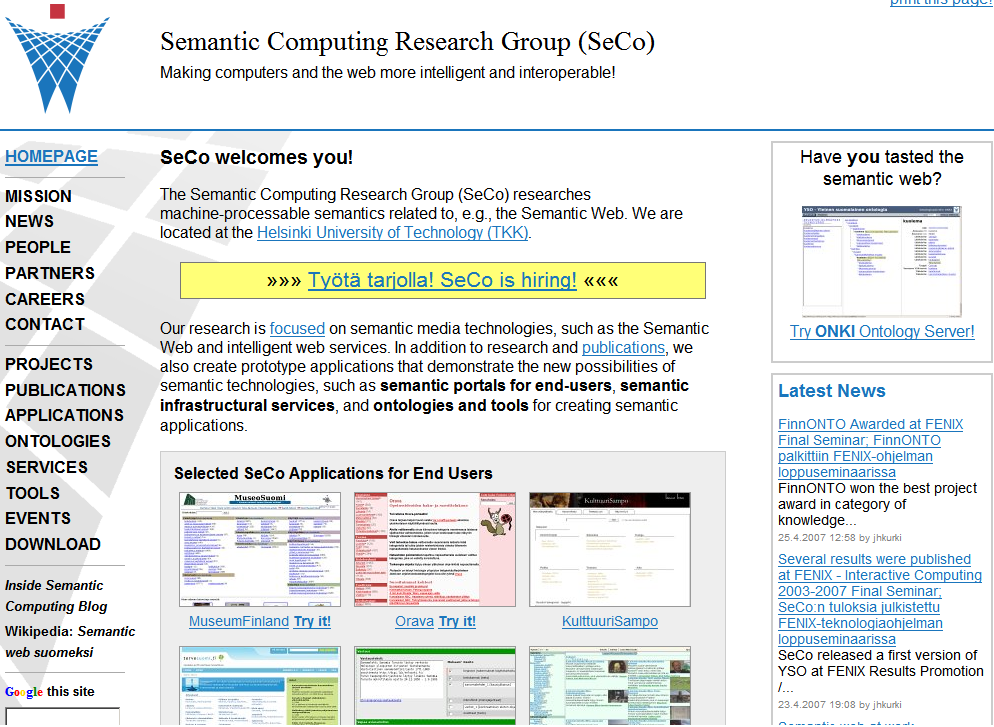 Thanks! More info, publications & demos on the SeCo-web?! http://www.seco.tkk.