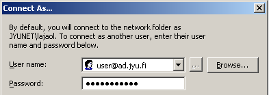 jyu.fi näkyy html-nimisenä hakemistona.