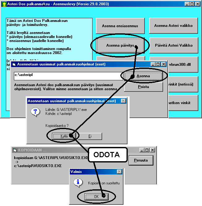 Päivityksen asentaminen Päivitys sisältää CD-levyn, jolta voidaan tehdä paitsi päivitys niin myös ensiasennus.