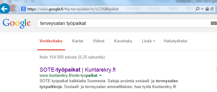 Verkkosivun hakusanat Googlessa Yhteistyöllä