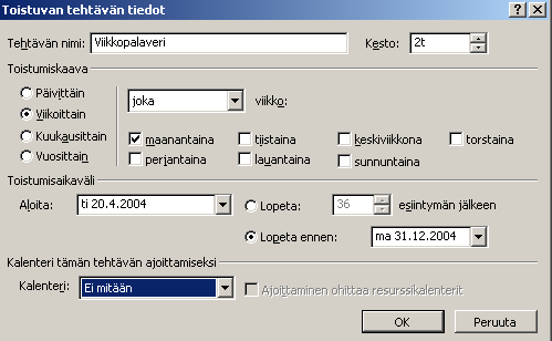 MSProject 2002 11/32 2.4. Resurssien hallinta Resursseja ovat: työntekijät, työvälineet, työtilat, materiaalit ja raha.