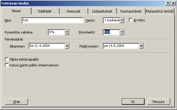 MSProject 2002 17/32 Valitse painike Tasaa (Level Now).