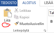 13 (32) 5 Tekstin Liittäminen muista lähteistä Kun liität tekstiin osia muista lähteistä esimerkiksi kuvia, taulukoita tai diagrammeja liittämisasetuksesi leikepöydällä