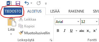 30 (32) 13 Tulostaminen Avaa Tiedosto-välilehti. Paina Tulosta-painiketta, josta aukeaa tulostusnäkymä ja voimassa olevat asetukset. 13.1 Tulostusasetukset Painamalla Tulostin-painiketta näet mihin tulostimiin tietokoneesi on yhteydessä.