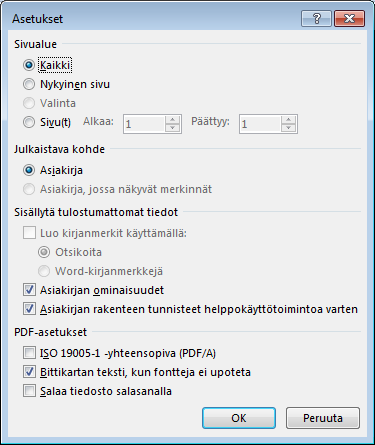 31 (32) 14 Tiedoston julkaiseminen PDF-muotoon Tiedoston julkaiseminen