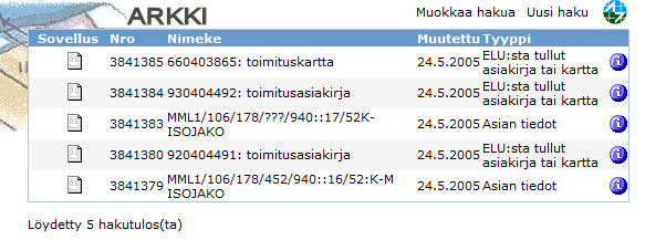 Maanmittauslaitos PIKAOHJE 2 (9) Jokerimerkin käyttö haussa Jokerimerkki * helpottaa halua, jos arkistotunnus on hankalasti hahmotettava tai siihen on mahdollisesti tullut kirjoitusvirhe, kuten