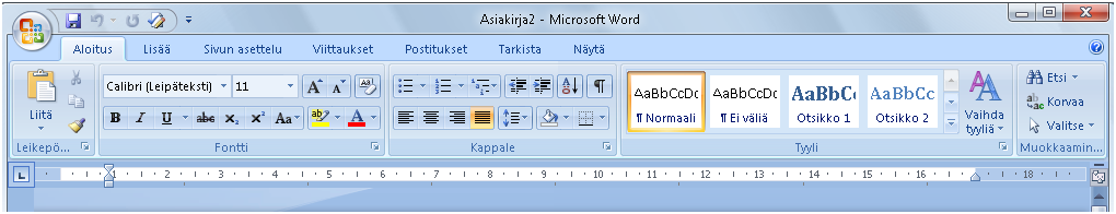 KR TT- koulutuskiertue Oulu - 10.12.2008 Office Kimmo Rousku 13 Valintanauha eli ribbon Office-painikkeesta oikealle löydät vanhan valikkoajattelun syrjäyttäneen valintanauhan.